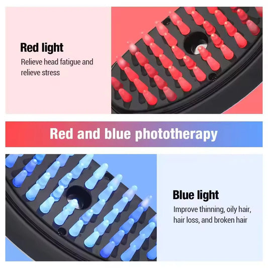 Electric Red Blue Light Therapy Vibration Comb